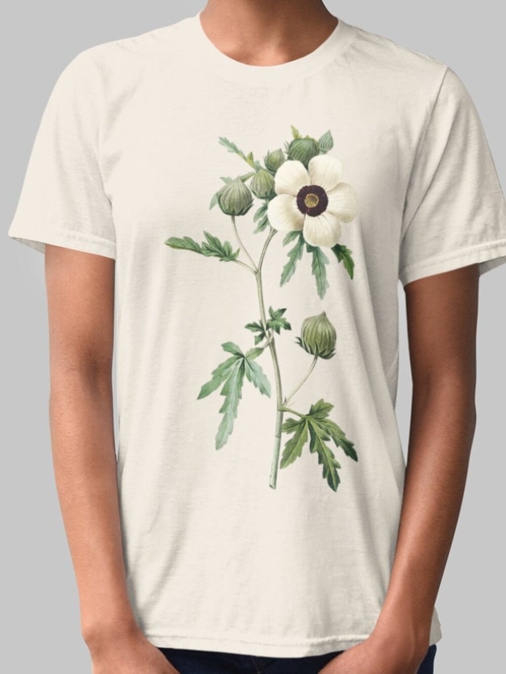Velvetleaf Vintage Floral Print Short Sleeve Graphic Tee T-shirt S-XXL